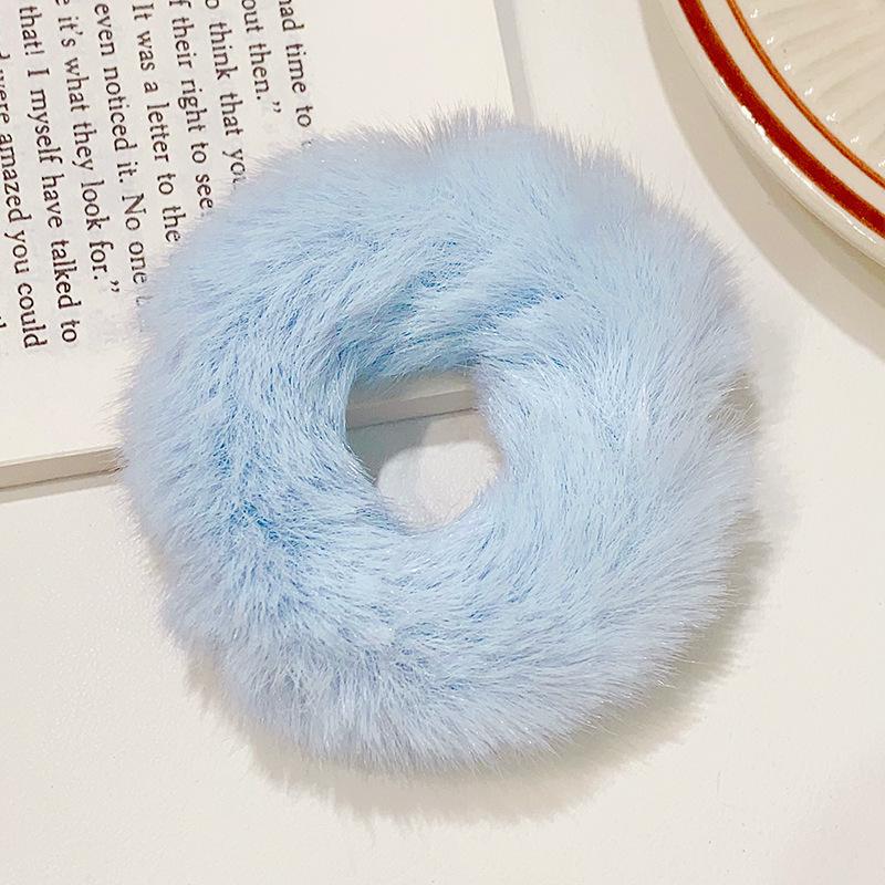 2pcs New Colorful Fluffy Hair Band for Women Girls Ponytail Holder Hair Tie Plush Scrunchie Rubber Band Fashion Hair Accessories