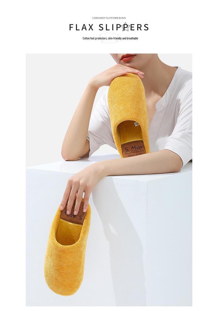 Chenille Men's Indoor Half-Covered Heel Non-Slip Cotton Slippers for Couples