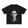 Art Leggendario Re del Calcio Messi Maglietta Classica Bianca e Nera con Firma Cotone Grafica Unisex Unisex Estiva Streetwear