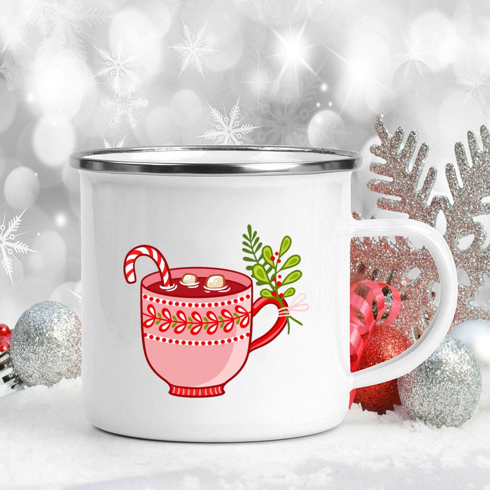 

давайте согреемся Принт Кружки Эмалированные Кофейные Кружки Ручка Кружки для Горячего Какао Праздничная Вечеринка Напиток пиво сок Кружки Рождество Рождественский Сочельник Подарки