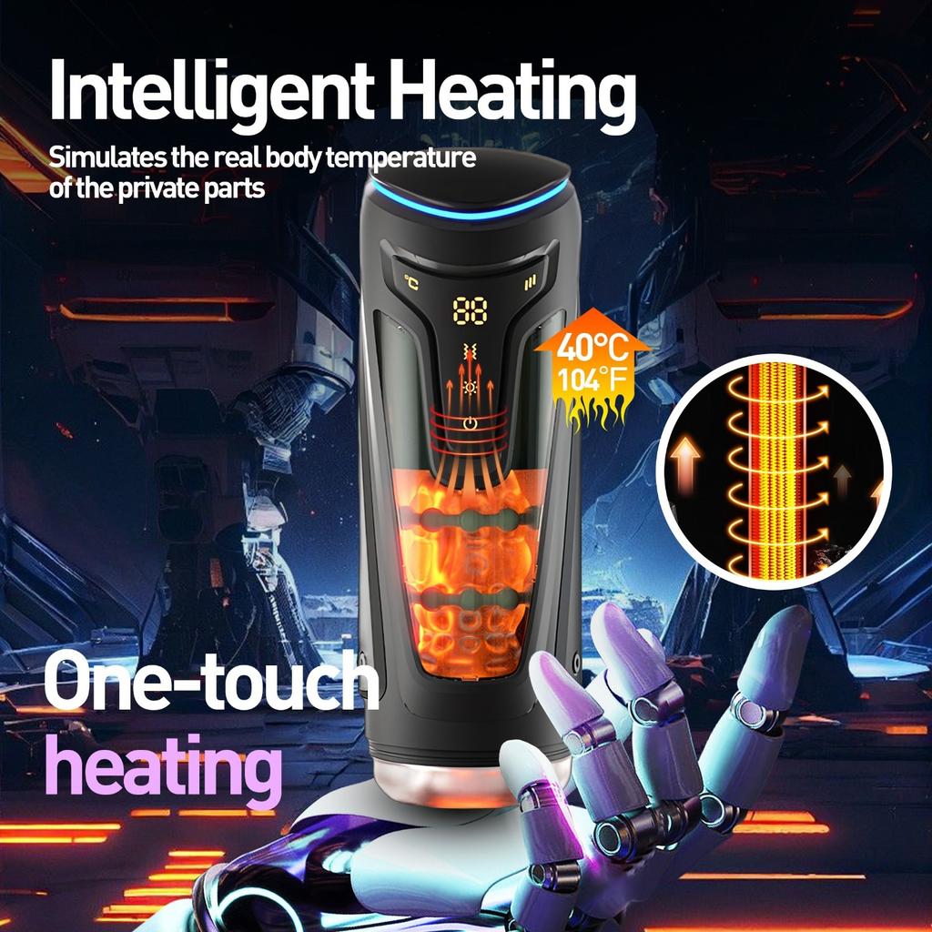 Automatic Male Masturbator Cup Sucking Telescopic Vibrating Intelligent Sound Heating Oral Simulation Adult Sex Machine for Men