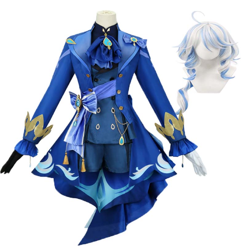 Fontaine Furina Focalors Cosplay Costume   Black White Uniform Wig Hat Comic Con Suits for Women Halloween Outfits