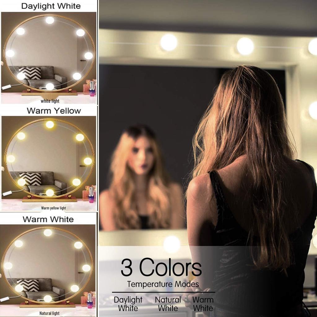 Three-Color LED Hollywood Makeup Mirror Lights with Bulbs