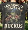 I Am About To Cause A Ruckus Wizard Frog Comfort Colors® Tshirt, Fantasy Sorcerer Magic Staff Retro Bootleg Mystical Toad Witchcraft Tee
