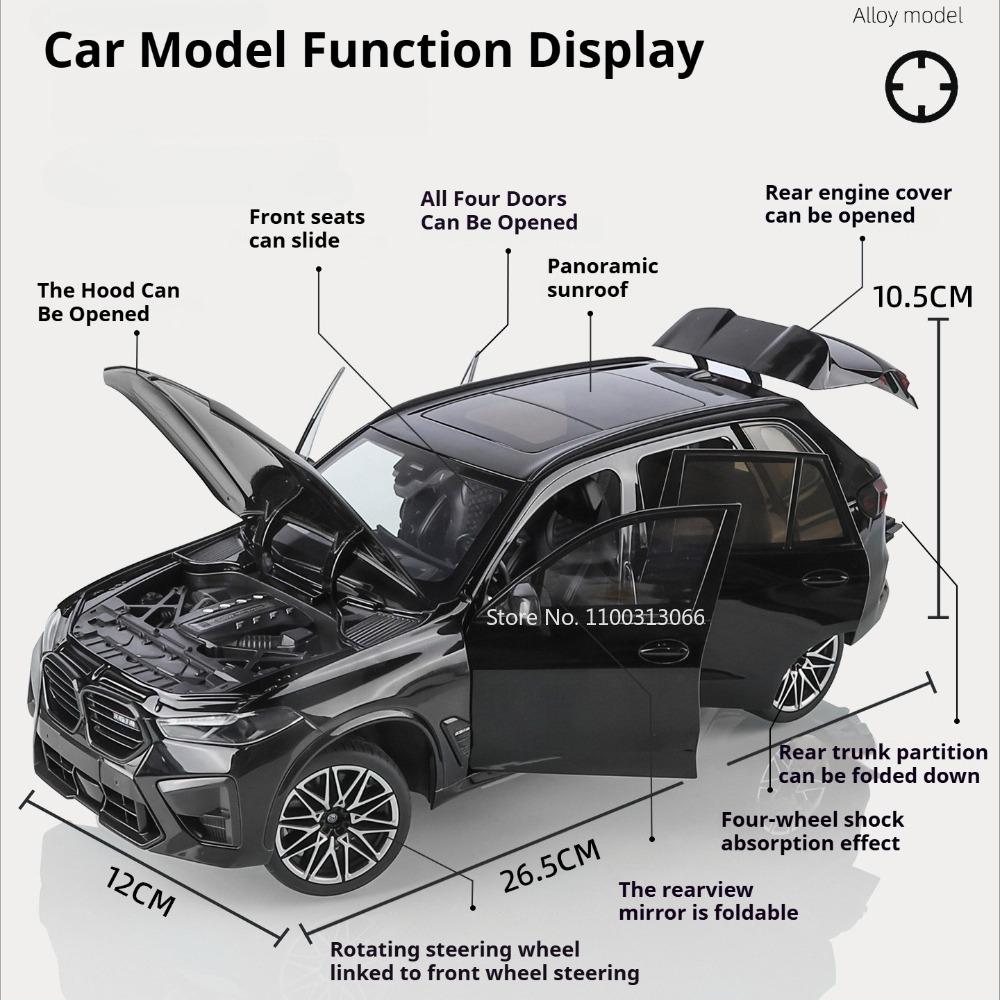 1:18 X5M 5 Series 530Li Alloy Toy Model Diecast Cars Wheel Shock Absorption Slide Forward Miniature Vehicle Collect Souvenirs