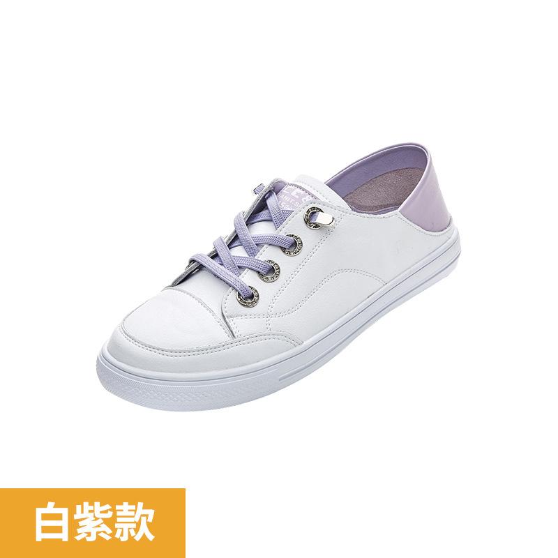 Flat Bottom White Shoes Women's Spring and Autumn New Round Head Solid Color Low Top Shallow Mouth Casual Breathable Single Shoes Tide