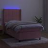 Sommier tapissier - Maison Exclusive - 90x200 cm - Velours rose - LED colorée
