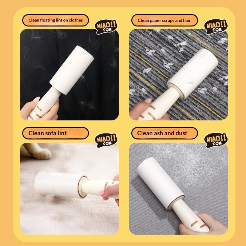 /Cute Cat Shape Hair Remover Roller Tearable Adhesive Paper Dust Removal Roller For Clothes Pets Home Sticky Hair Cleaning Brush