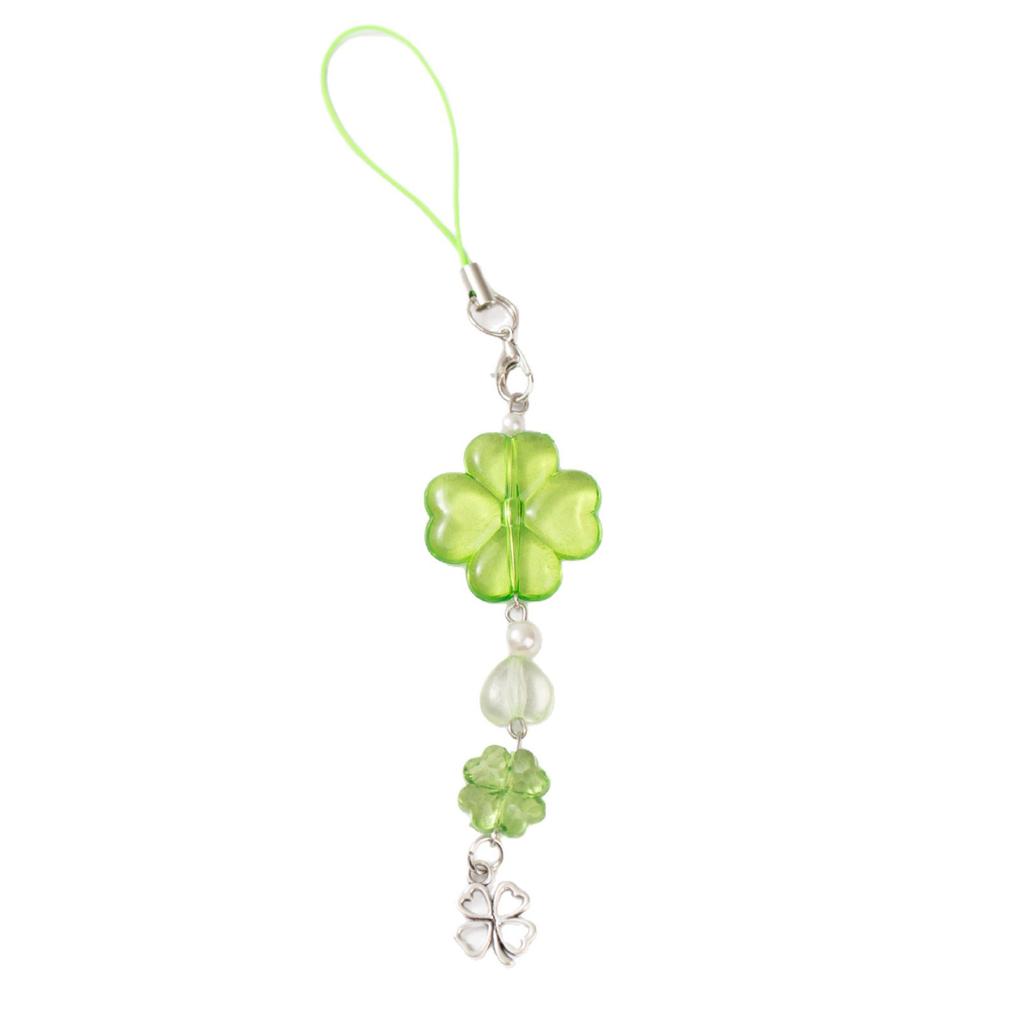 Lucky Grass Mobile Phone Chain Lanyard Beaded Pendant Ccd Camera Pendant Four-leaf Clover Versatile Bag Pendant Small Gift