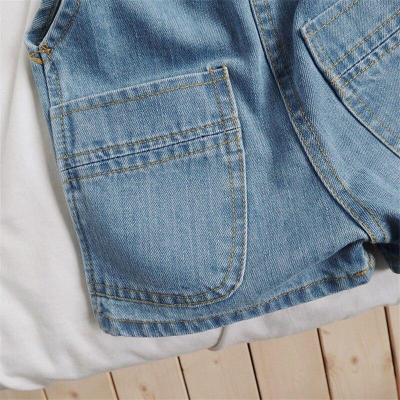 Girls Casual Double-breasted Solid-color Jean Strap Shorts For Summer