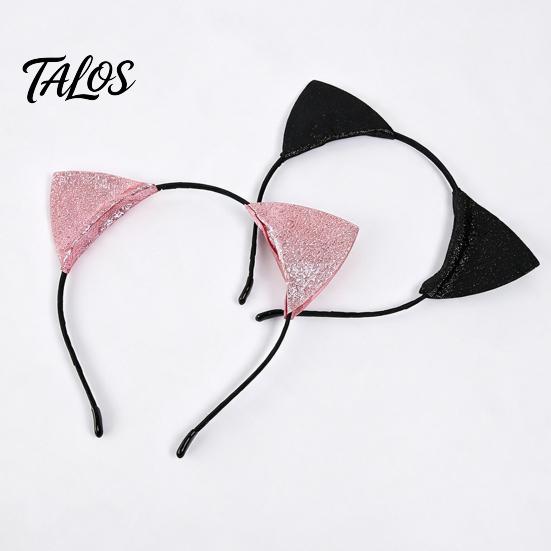 Shiny Kitten Ears for Girls Furry Cat Headband Women, Glitter Ear Hair Comfortable Cosplay Accessory Halloween Costume Party And Masquerade