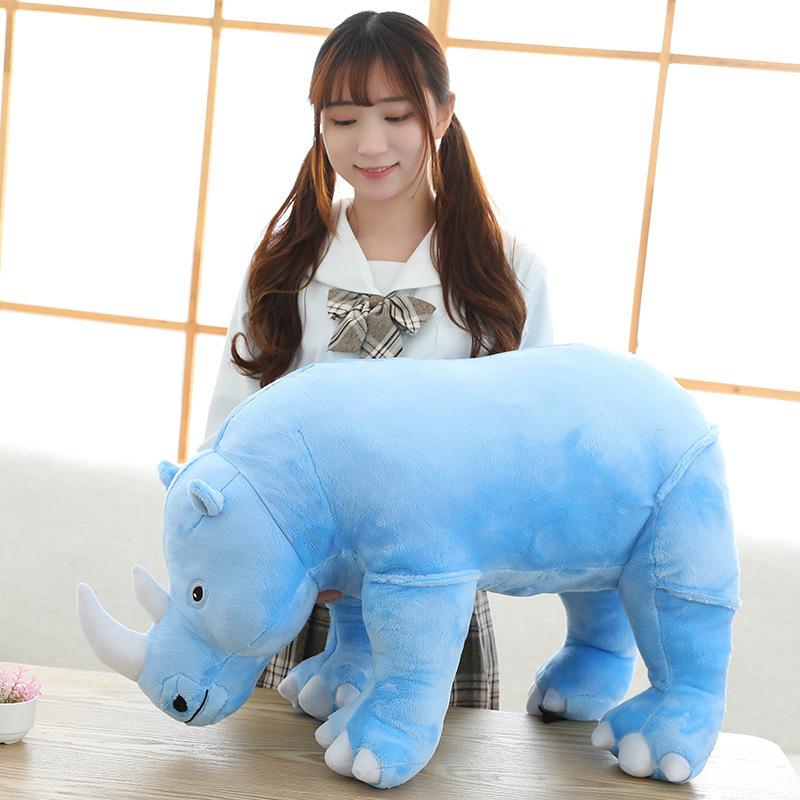 

60/80cm Giant Plush Rhinoceros Play kits Lifelike Stuffed Animal Pillow Zoo Dolls Little Baby Cushion Kids Appease Toy Girl Birthday Surprise Gift 60cm