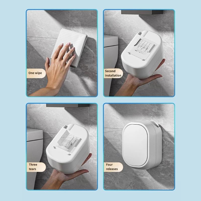 Disposable Toilet Brush with Sponges Head Not Drill Wall Mounted Easy 1 Touches Replacement for Hygienic Bathroom Cleaning