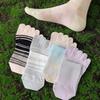 Cotton Mid-calf Socks Breathable Split Toe Socks Patchwork Five Toe Tube Socks  Girl