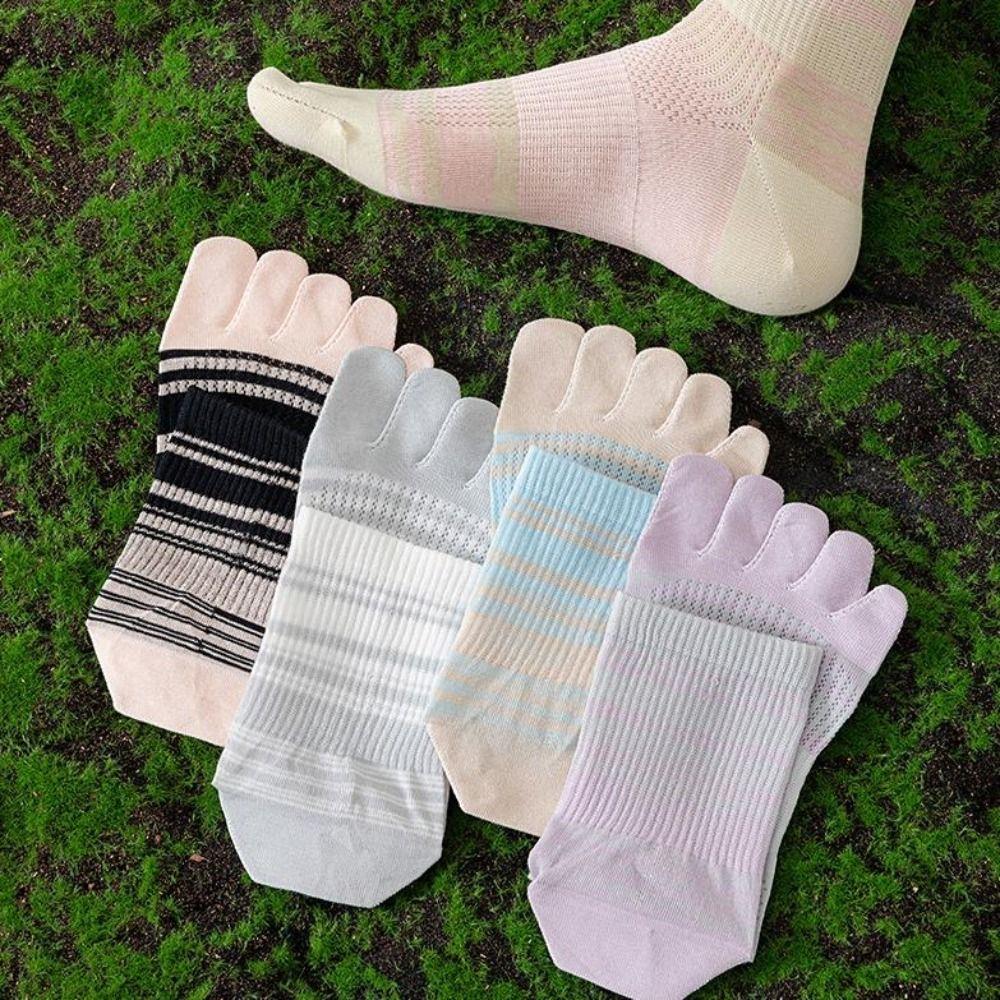 Cotton Mid-calf Socks Breathable Split Toe Socks Patchwork Five Toe Tube Socks Girl