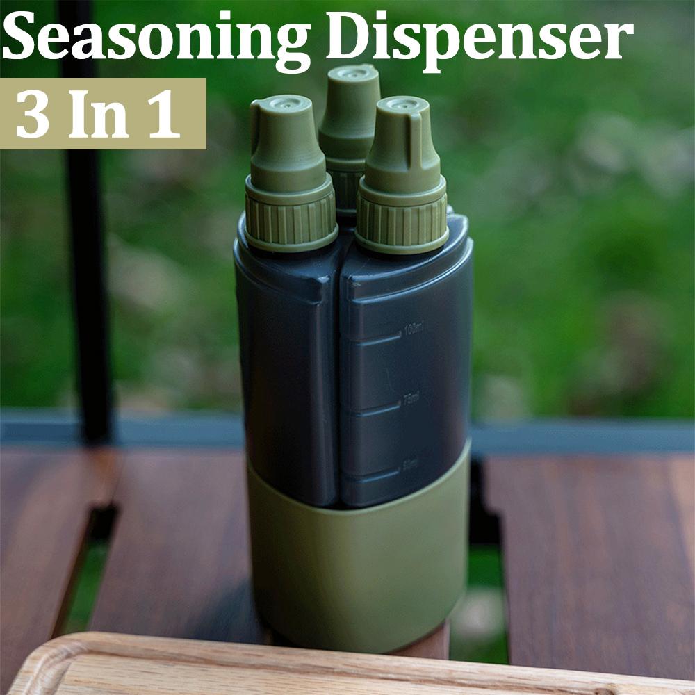 3 In 1 100ml Camping Seasoning Dispenser Bottle Outdoor Barbecue Picnic Seasoning Can Seal Portable Storage Kitchen Utensils