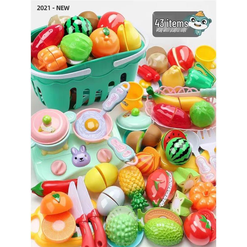 Kids' Velcro Fruit & Veggie Cutting Set - Magnetic Dollhouse Toy for Boys & Girls