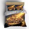 Golden Crown And Cross Set Suitable For Kid'S And Adults' Bedroom Decor, Exquisite Three-Piece Bedding Set Gift