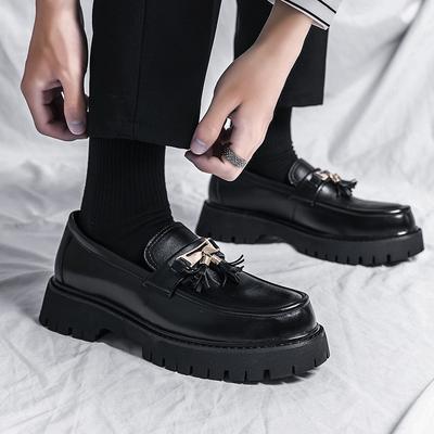 Chaussures pour hommes automne nouveau plateforme grosse tête chaussures en cuir mode chaussures décontractées en cuir pour hommes mocassins à pampilles pour hommes