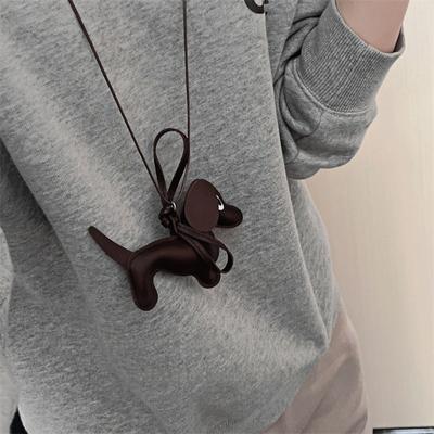Hnědá kožená Dlouhý svetr Řetízkový náhrdelník Náhrdelník Přívěsek Náhrdelník Pro ženy Kpop Design Šperky Trendy Doplňky