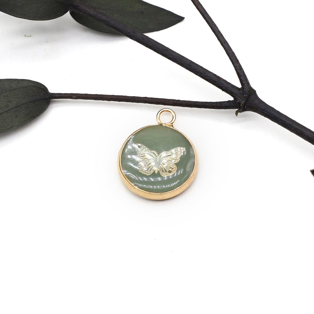 2Pcs Small Pendant Natural Stone Butterfly-Shaped Patter Pendant For Jewelry Making DIY Necklace Earrings Bracelet Accessory
