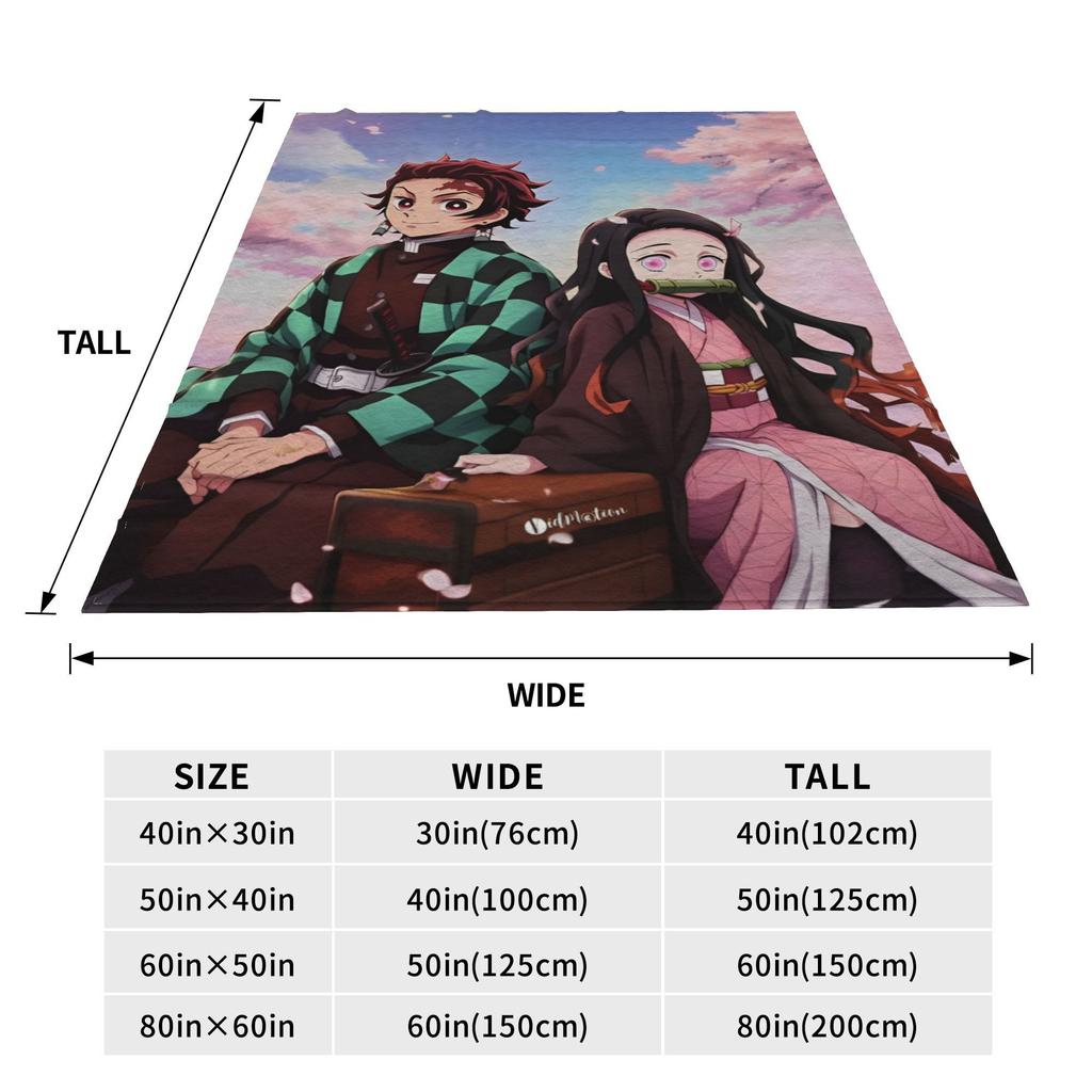 Slayers Tanjiro And Nezuko Blanket Multiple Sizes Soft and Lightweight Japanese Anime Throw Blankets for Couch Sofa and Bed