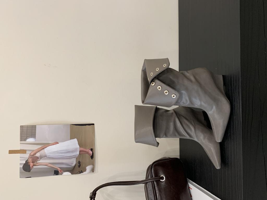 2025 New Medium Boots Women's Niche Design Two-wear Stacking Boots High Knight Boots Wedge Heel Western Cowboy Boots