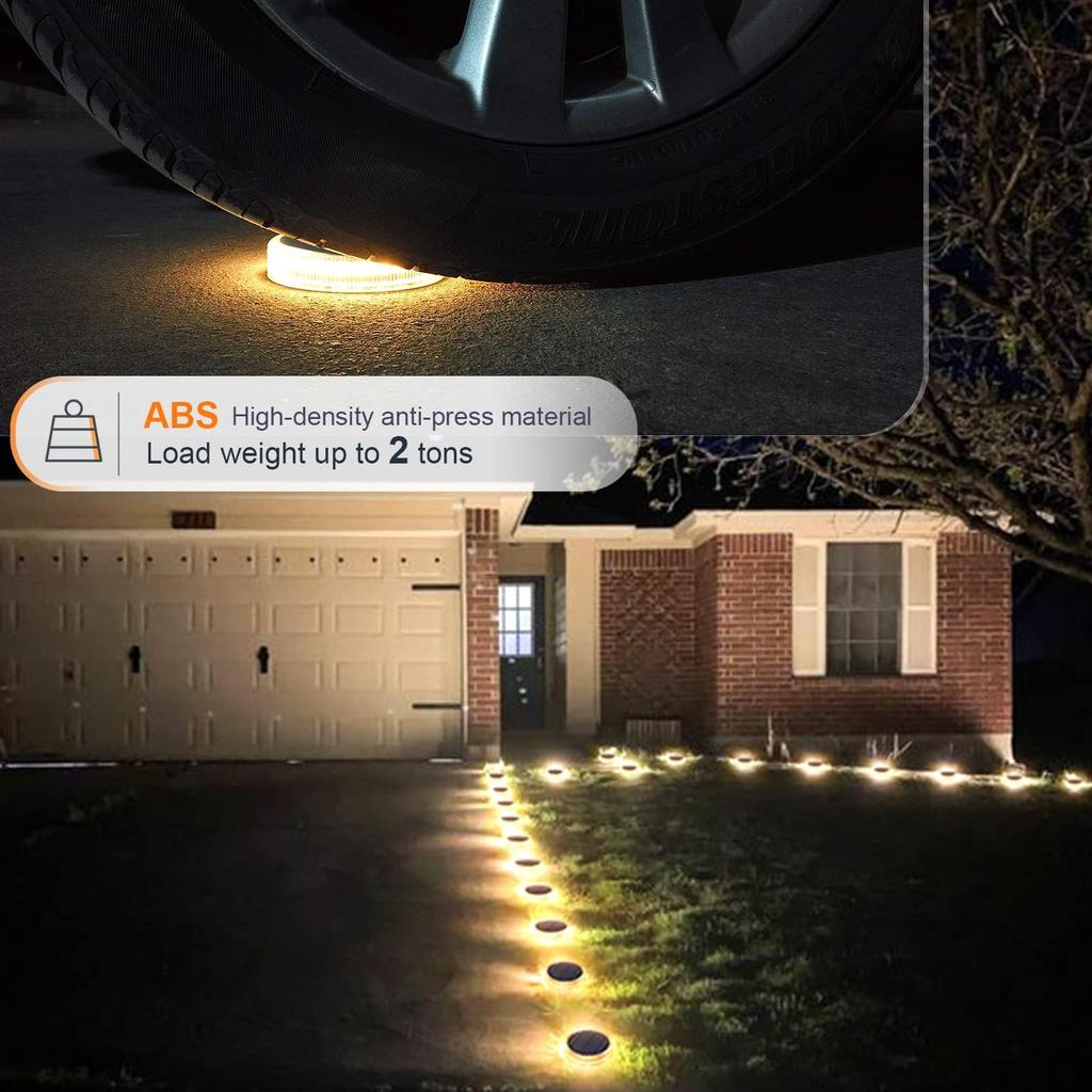 YiLaie Solar Outdoor Garden Lights, IP68 Waterproof, 24 LEDs, Warm White, Solar Powered, Stair Lights, Garden Lights, Solar Panel Charging, Automatic