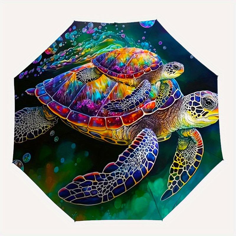 Schildkröten, Meeres-Thema, Achtrippig, Selbstfaltender Regenschirm Eignet sich für den täglichen Gebrauch im Freien und ist ein ideales Geschenk für Freunde und Familie,