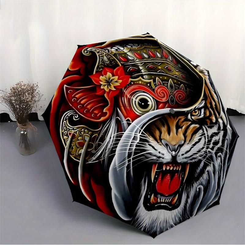 1pc Tiger Mask Automatic Opening/closing Umbrella with Auto Open/Close, Windproof, Foldable Sunshade yy250811118
