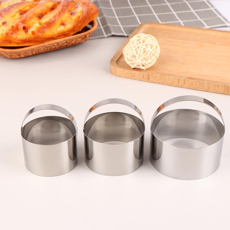 3Pcs/Set Round Biscuit Cutter With Handle DIY Stainless Steel Round Circle Doughnut Cutter Baking Molds 3 Size Baking Tool