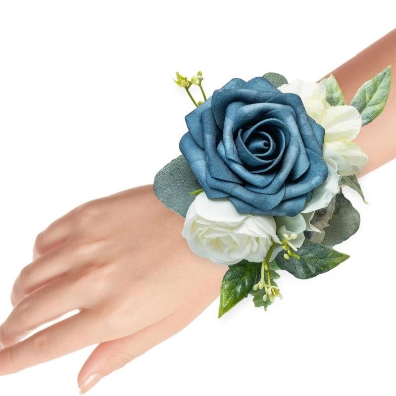 Elegant Wrist Flower For Bride Bridesmaid Fabric Artificial Rose Wrist Corsage Wedding Accessory Formal Event Decoration