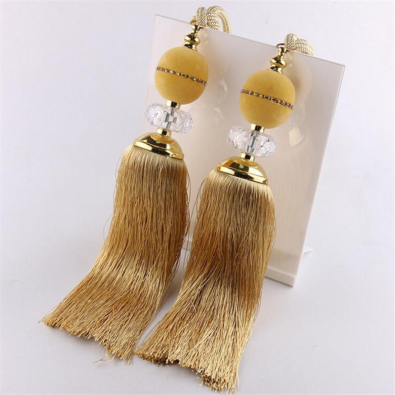 1 Pair Window Curtain Accessories Crystal Hanging Balls Tassel Hand Knitting