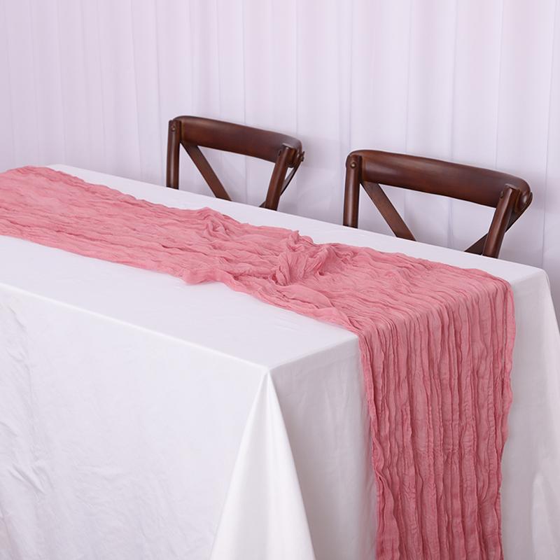 Wrinkle Gauze Table Runner Cheesecloth Semi-Sheer Table Setting Dining Wedding Party Christmas House Banquets Arches Decor