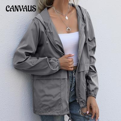 Veste de pluie légère à capuche zippée pour femme, grande taille, pour randonnée en plein air, printemps et automne