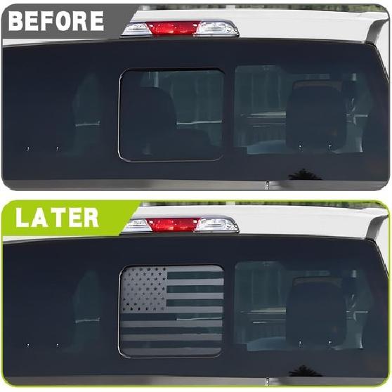Black Rear Middle Window American Flag Decal For Ford F150 F250 F350 2015-Up NEW