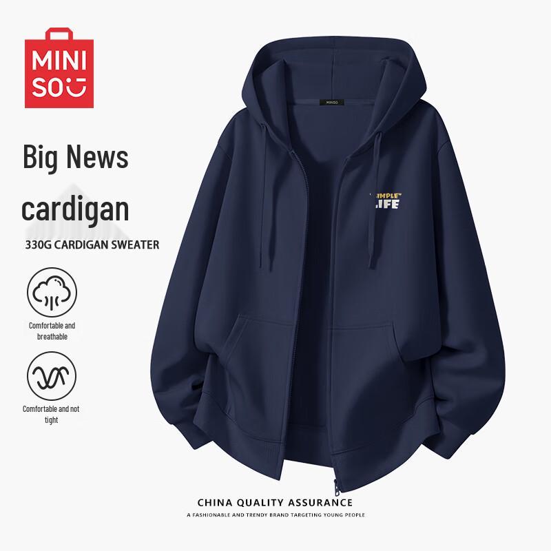 

MINISO Men s Heavyweight Hooded Cardigan Sweatshirt M