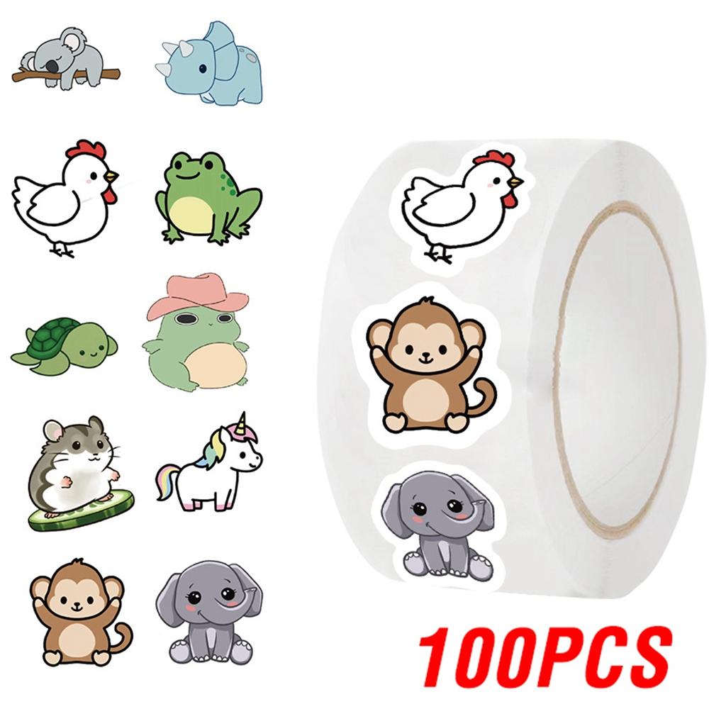 

100-500pcs Cute Animal Paper Labels Thank You Sticker Reward Sealing Scrapbooking DIY Gift Decoration Stationery Supplies