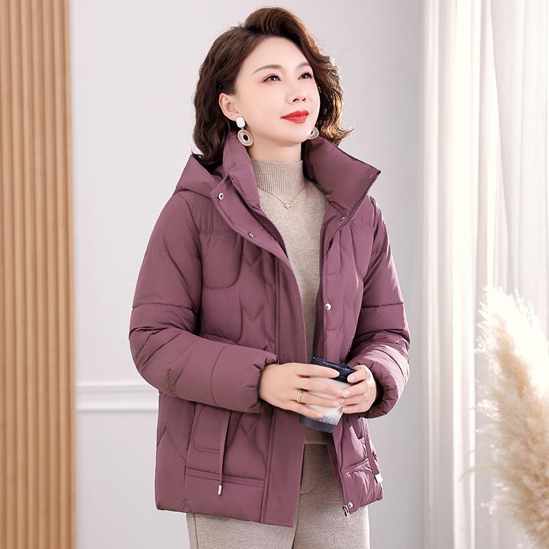 Women's New Down Cotton Coat, Middle-aged and Elderly Mother's Coat, Short Autumn and Winter Thickened Cotton Jacket