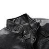 Men's Solid Color Stand Collar PU Leather Top Retro Casual Motorcycle Jacket
