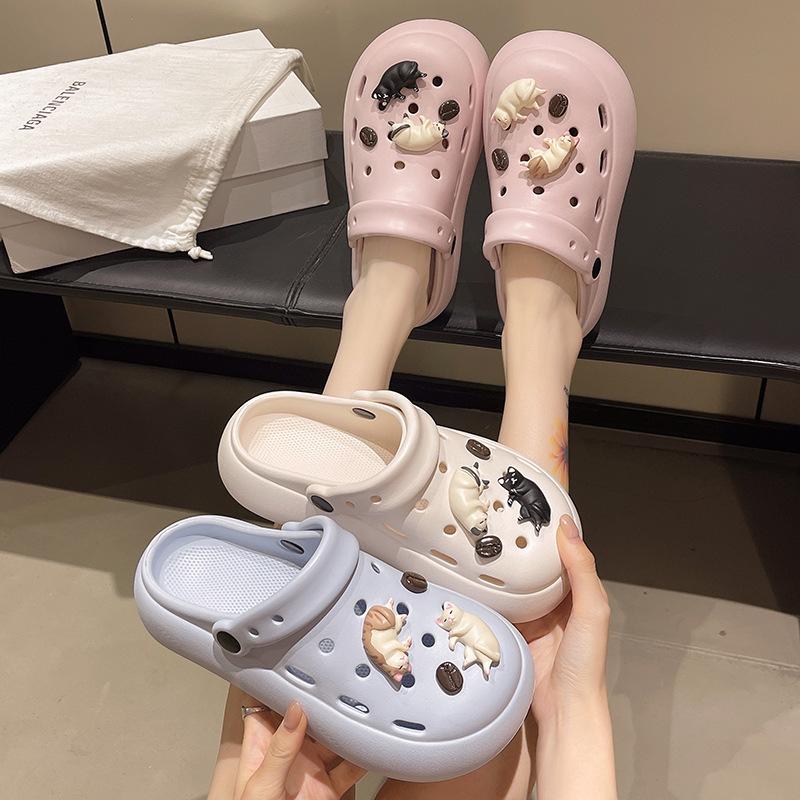 Women's anti-odor EVA sandals slippers home outdoor wear comfortable thick bottom heightening non-slip beach shoes