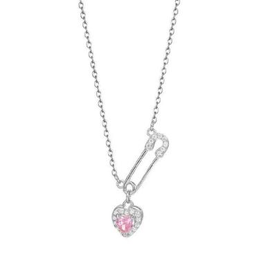 Herz-Anhänger Halskette Sicherheitsnadel Halskette Damen Accessoire Legierung Textur Kette Schmuck für Freizeit und Besondere Anlässe