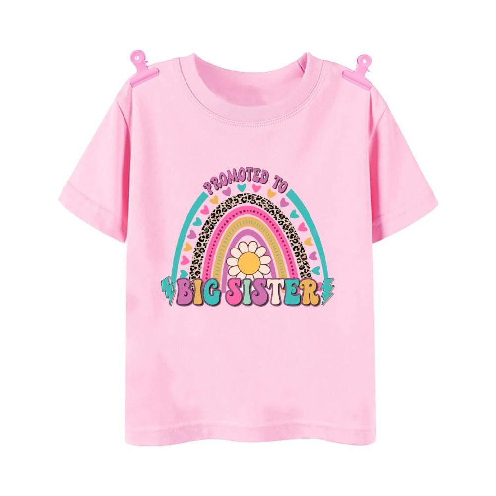 Promoted To Big Sister Printed Baby Announcement Shirt Kids TShirt Children Short Sleeve Tops Girls Tee Shirts Summer Clothes
