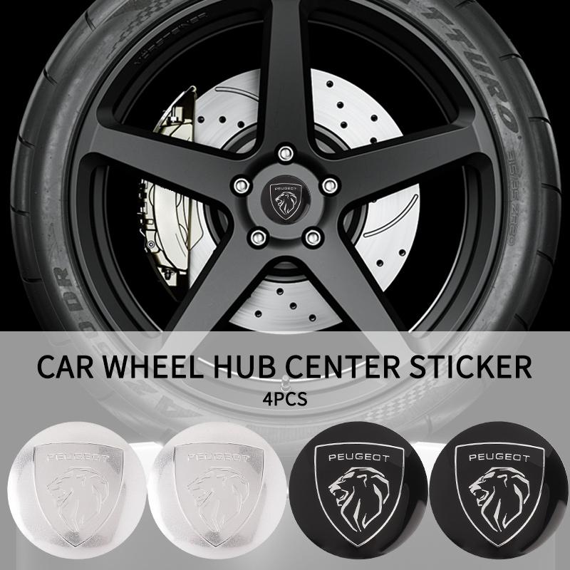 4ks 56mm Samolepky s emblémem středové krytky kol auta černostříbrné Pro Peugeot 307 308 206 207 208 407 508 5008 106 107 205 4008 301