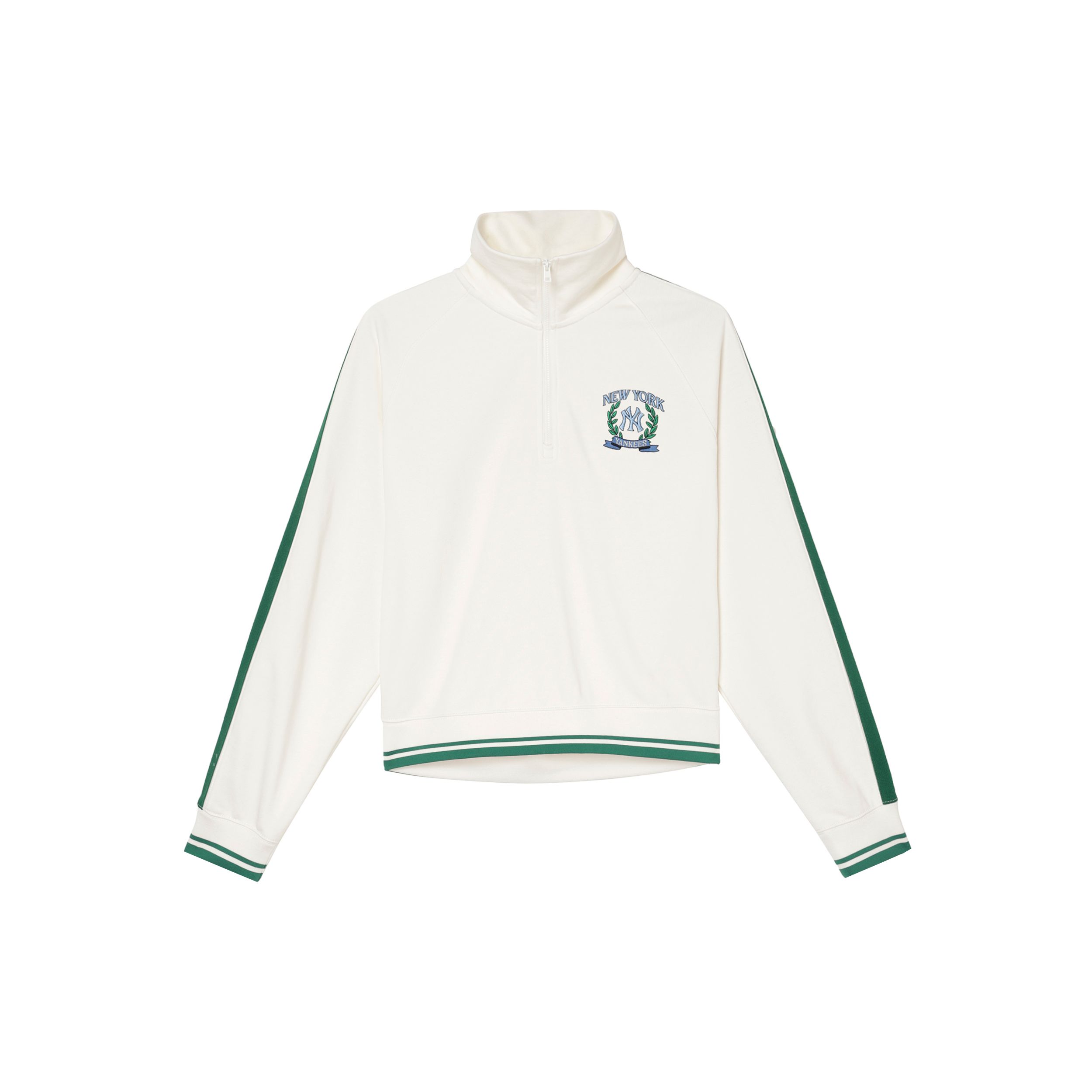 New York Yankees Varsity Sportlich Color Block Langarm Halbreißverschluss Sweatshirt Damen Sweatshirts Creme 3FMTV0644-50CRS S white