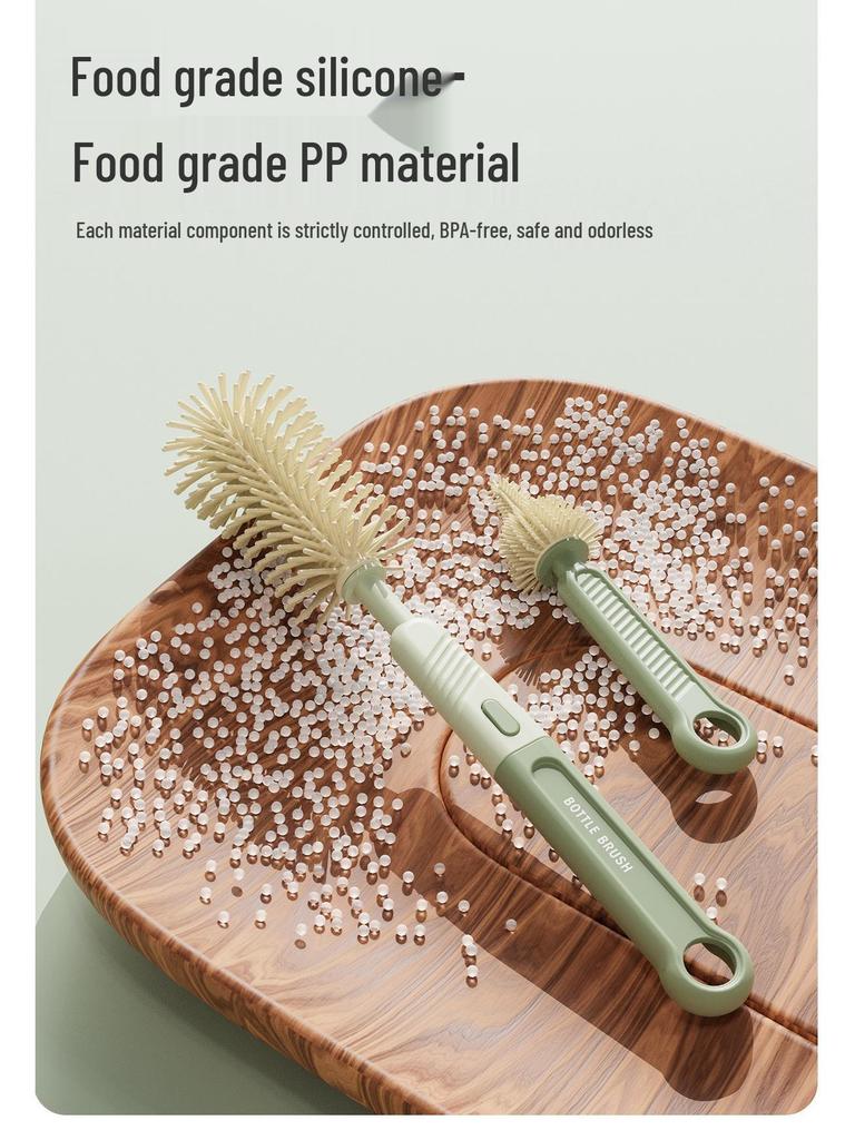 Reise-Babyflaschenbürsten-Set mit Silikon-Saugerbürste, Abtropfgestell, Strohhalm- und Fugenbürsten