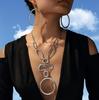 Moda retro temperamento irregolare esagerato cavo ciondolo geometrico lungo a Y completo