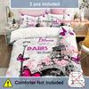 3pcs Pink Beding Set Paris Eifel Tower Print Cozy Soft Duvet Cover Set King Quen Twin Single Sized Dimensions Birthday Gift Girl Bedrom Decor