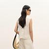 Collarless Sleeveless Straight-Fit Vest