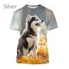 Summer New Funny Pet Dog Husky 3D Printing T-shirt Fashion Unisex Casual Harajuku Street Style Round Neck Short-sleeved T-shirt